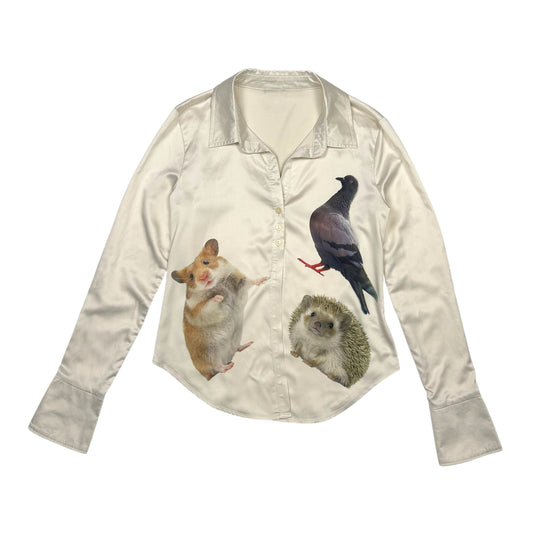 CRITTER CREAM BUTTON UP - XS