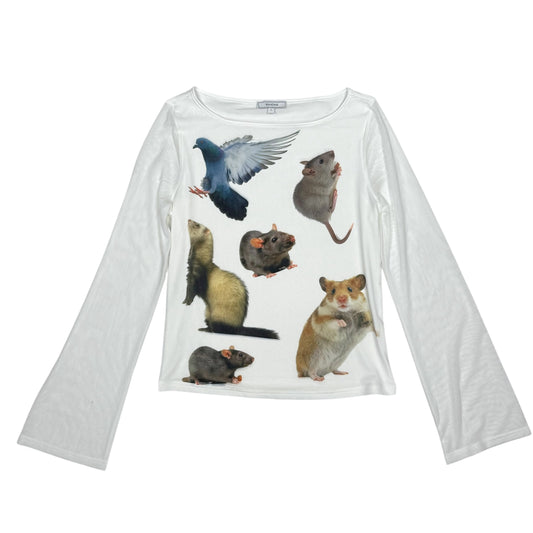 CRITTER WHITE MESH OPAQUE LONG SLEEVE - L