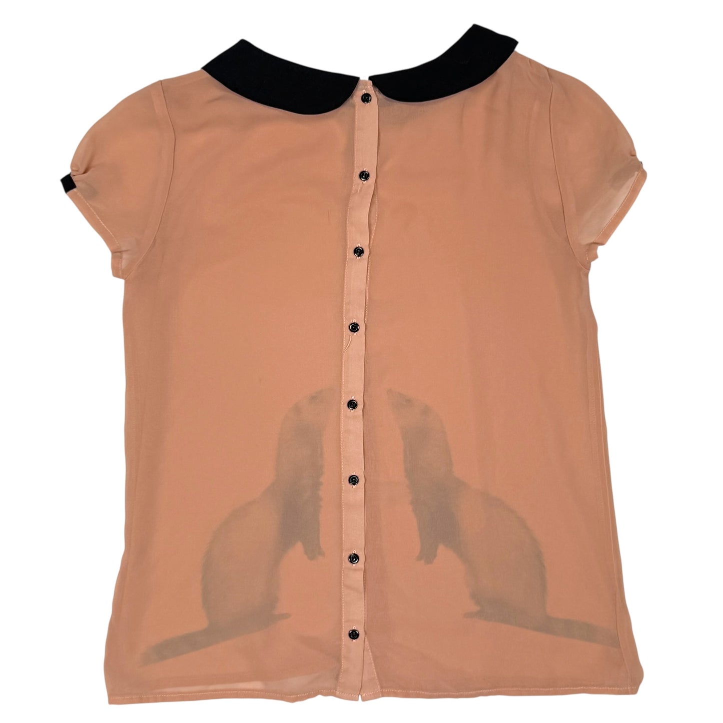 FERRETITA PEACH COLLAR BLOUSE - S
