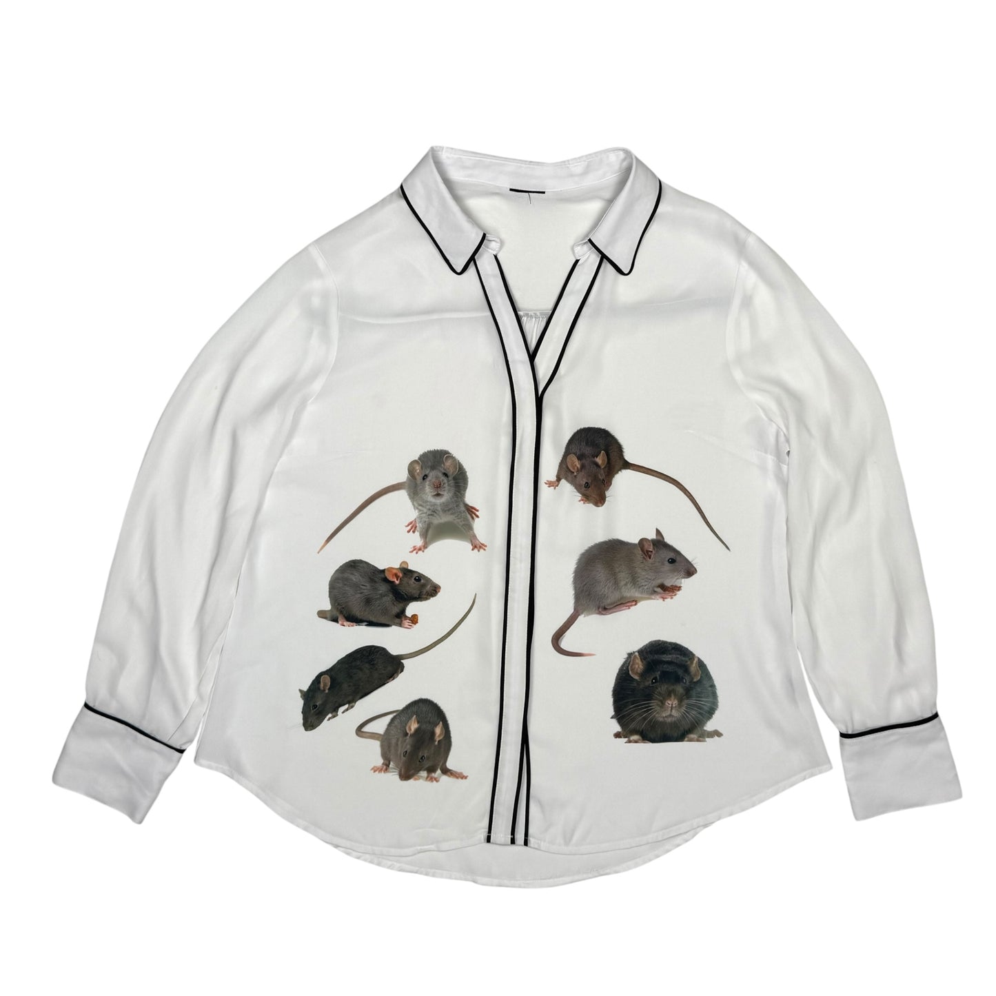 RATS BLACK AND WHITE BUTTON UP - L