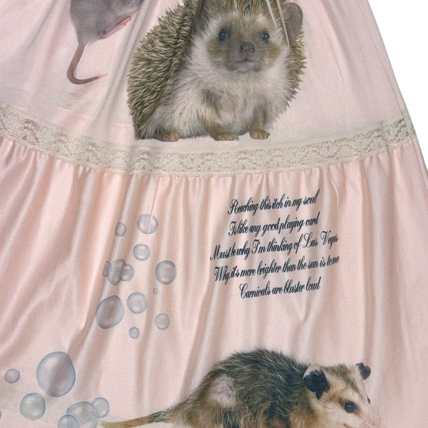 CRITTER OR VEGAS? PINK TIERED DRESS - S