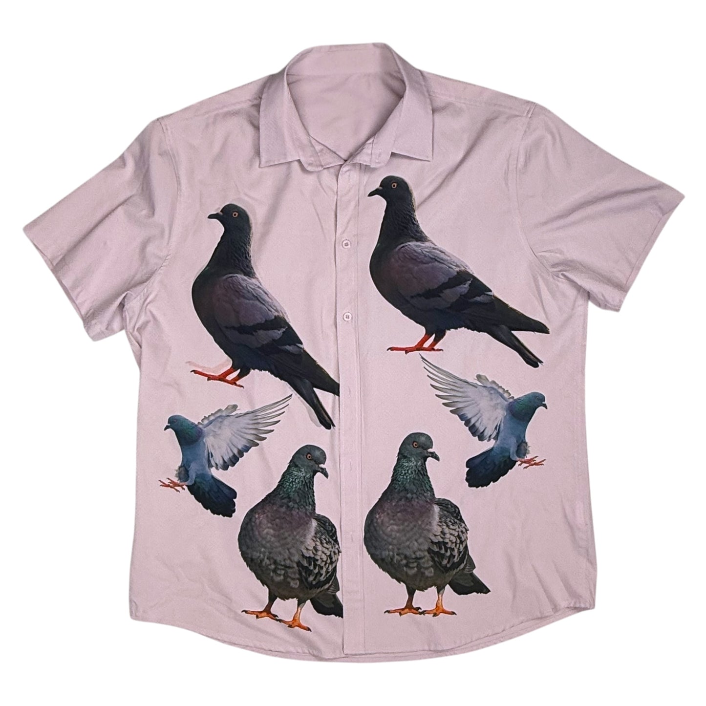 PIGEON FRIENDS LILAC BUTTON UP - MENS XL