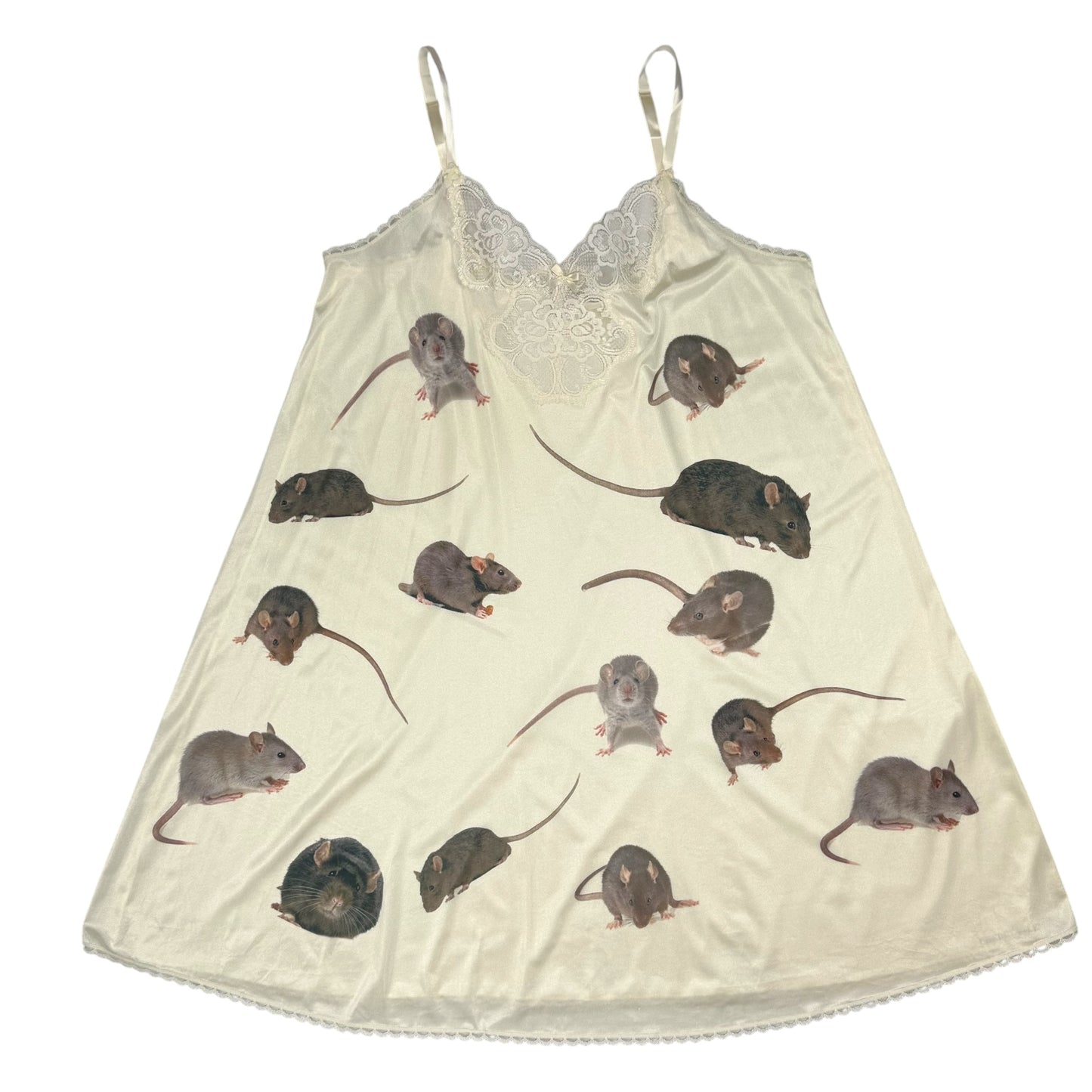 CREAM RATZ LACE SLIP DRESS - 2X