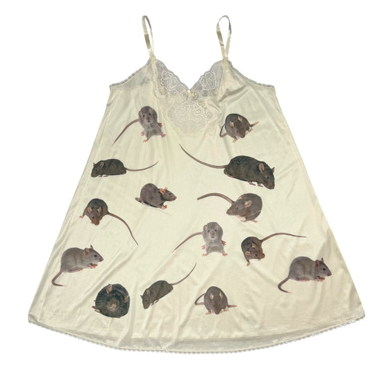 CREAM RATZ LACE SLIP DRESS - 2X