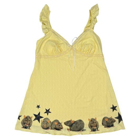 RAT LINE UP BABYDOLL YELLOW DRESS - 2X