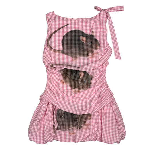 PINK GINGHAM RAT DRESS - XL