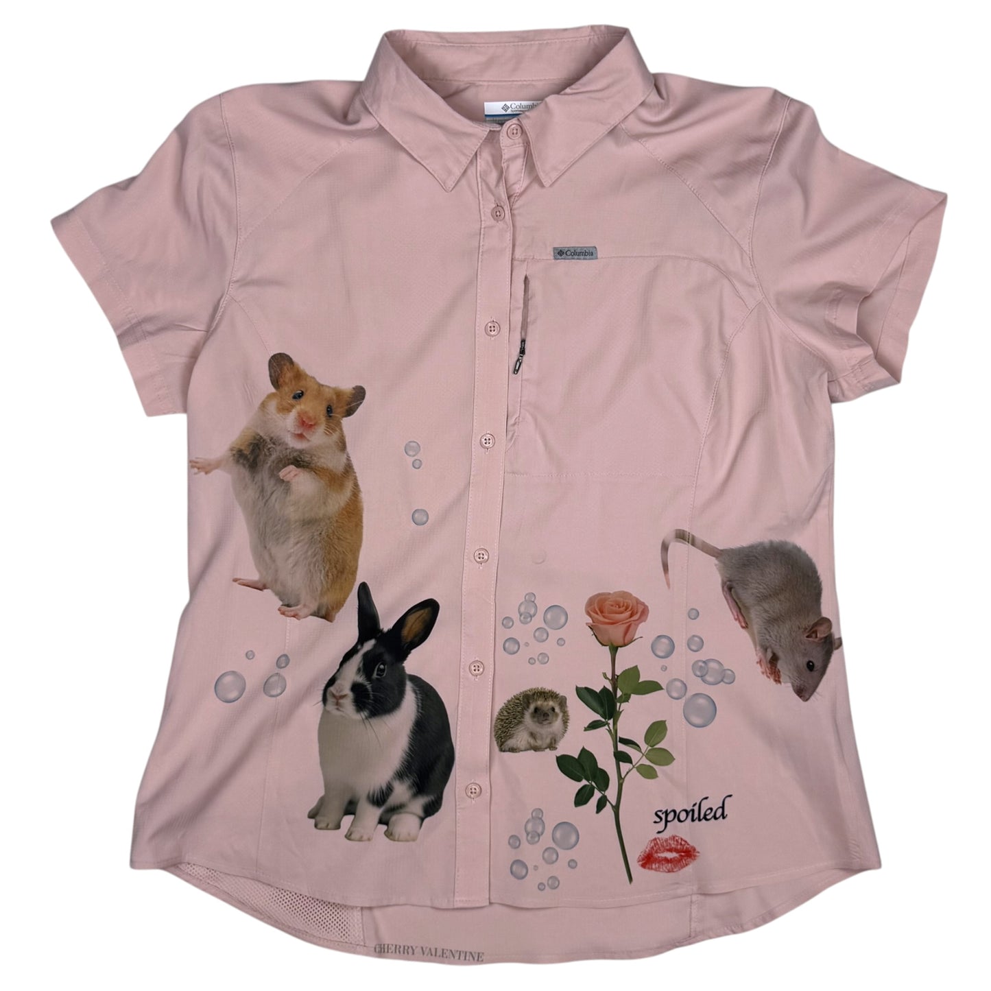 SPOILED CRITTER PINK BUTTON UP SHIRT - XL