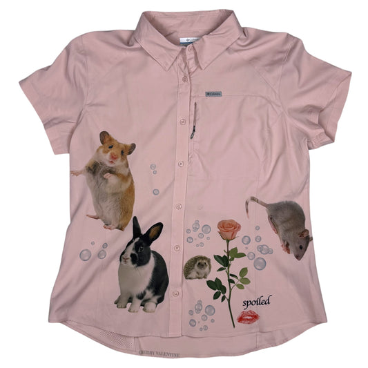 SPOILED CRITTER PINK BUTTON UP SHIRT - XL