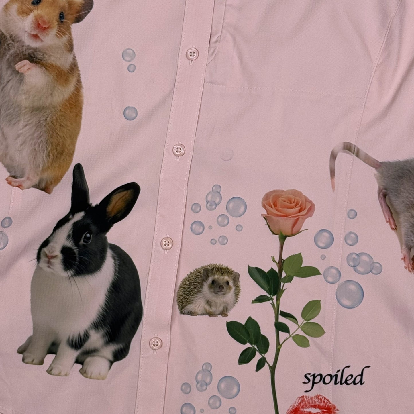SPOILED CRITTER PINK BUTTON UP SHIRT - XL