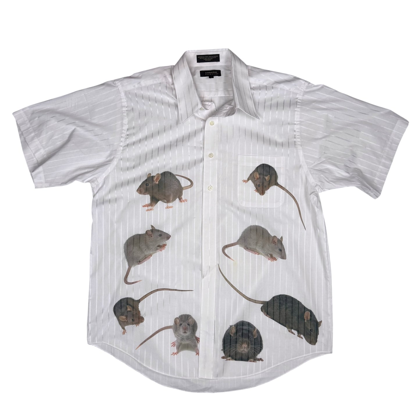 RATS WHITE PINSTRIPE BUTTON DOWN - XL