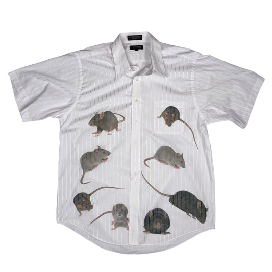 RATS WHITE PINSTRIPE BUTTON DOWN - XL