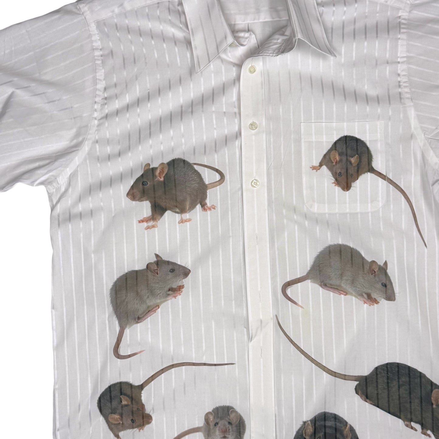 RATS WHITE PINSTRIPE BUTTON DOWN - XL
