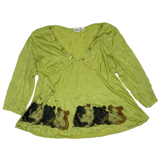 GUINEA PIG WHIMSY GREEN TOP - 2X/3X