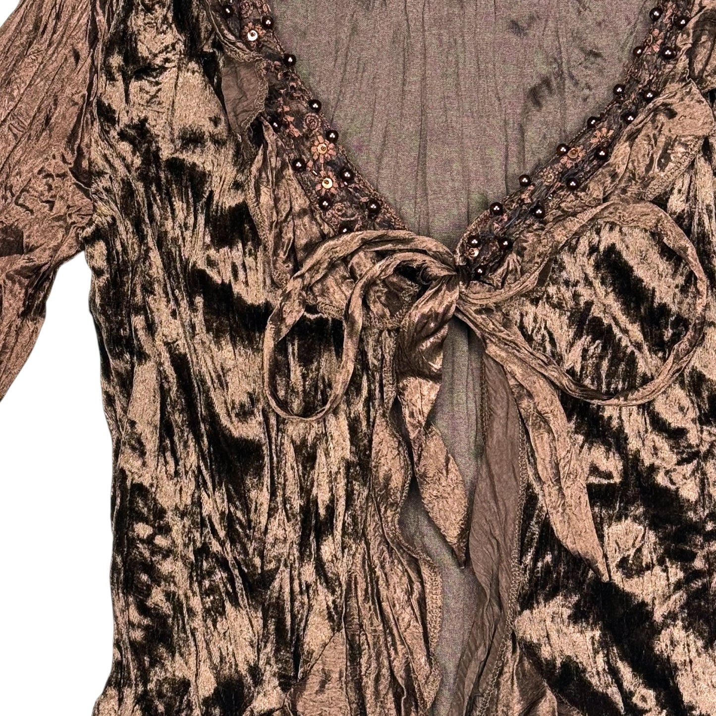 VINTAGE LISA & ME BROWN VELVET RUFFLE TOPS