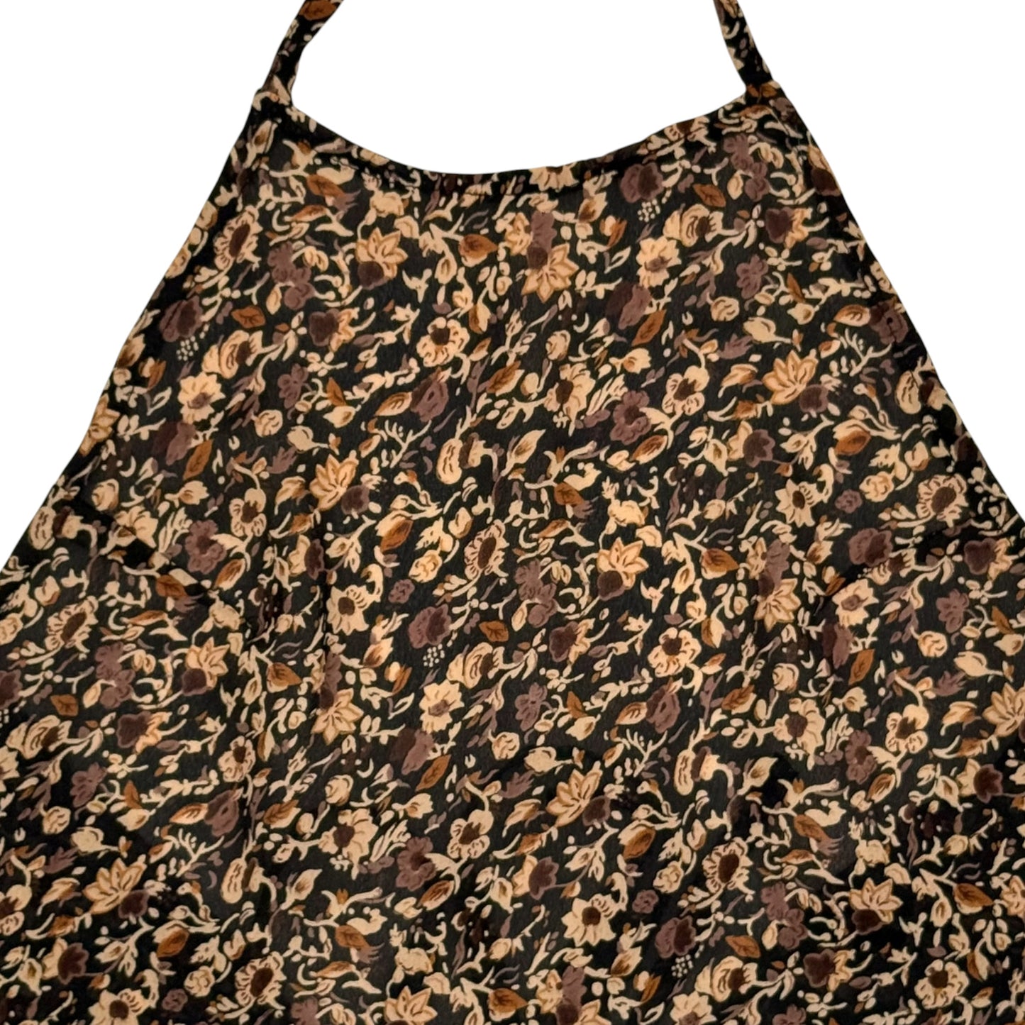 VINTAGE BROWN FLORAL HALTER TOP - XS