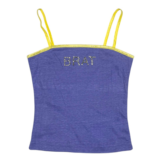 VINTAGE GIRL ZONE PURPLE RHINESTONE BRAT TANK TOP - XXS