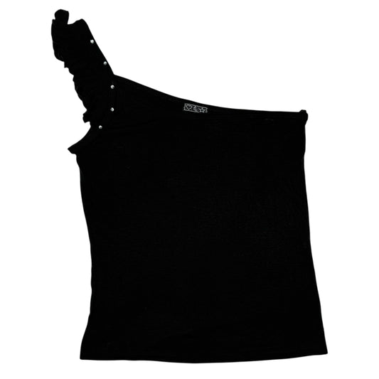 VINTAGE HEART MOON STAR BLACK ONE SHOULDER RHINESTONE TOPS