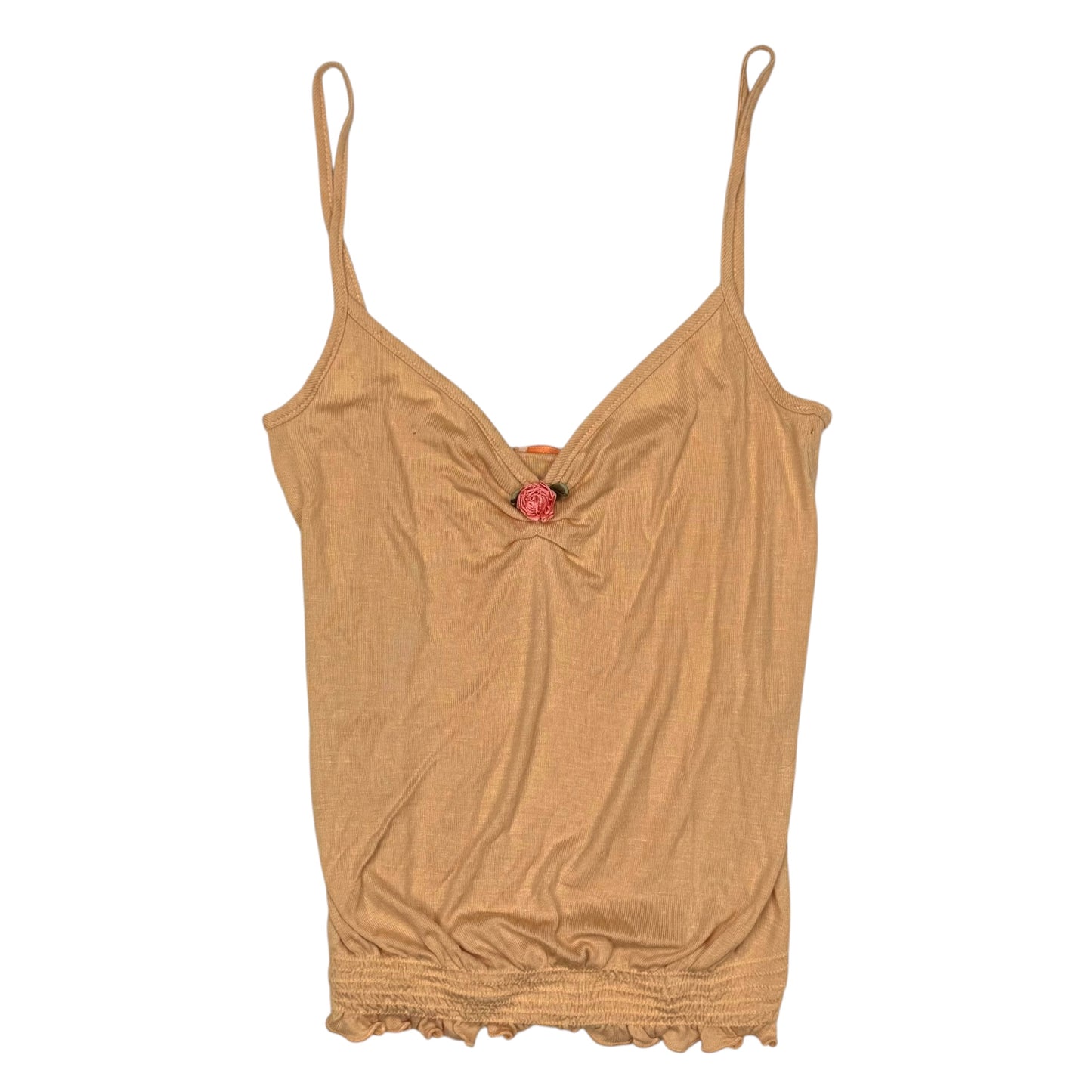 VINTAGE FOREVER 21 PEACH CAMI TOP WITH LIGHT PINK ROSETTE - XS