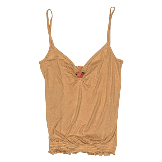 VINTAGE FOREVER 21 PEACH CAMI TOP WITH LIGHT PINK ROSETTE - XS