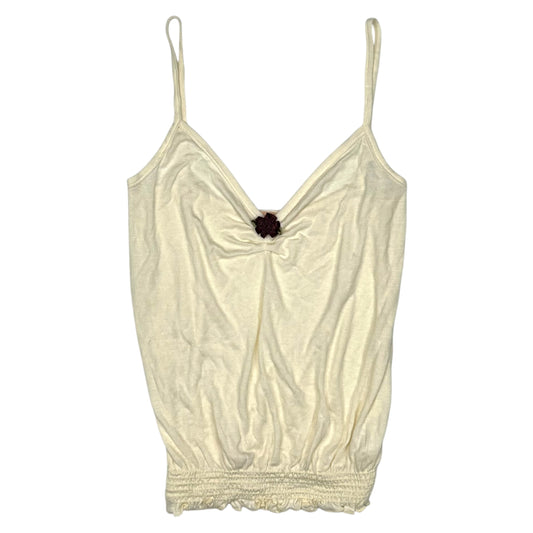 VINTAGE FOREVER 21 CREAM CAMI TOPS WITH PURPLE ROSETTE