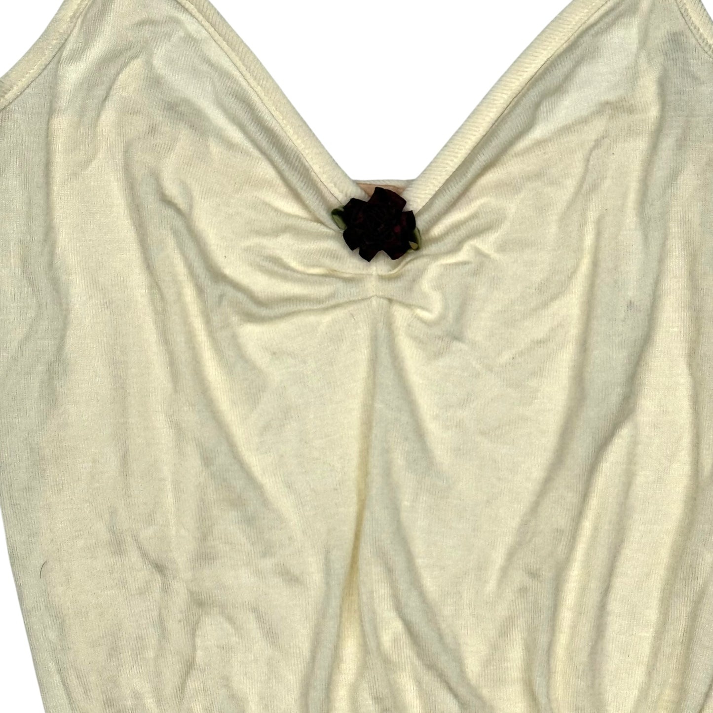 VINTAGE FOREVER 21 CREAM CAMI TOPS WITH PURPLE ROSETTE