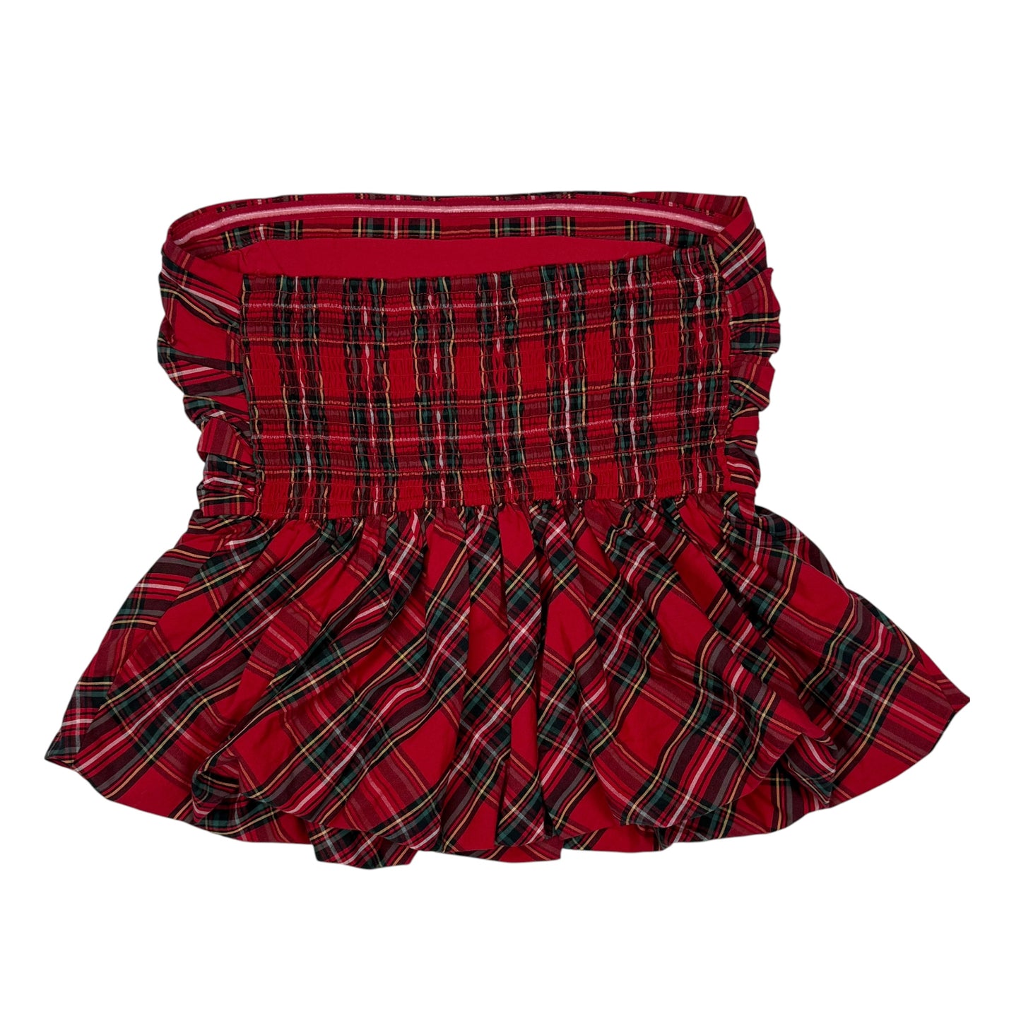 VINTAGE HOLLISTER STRAPLESS RED PLAID PEPLUM TOP - XS/S