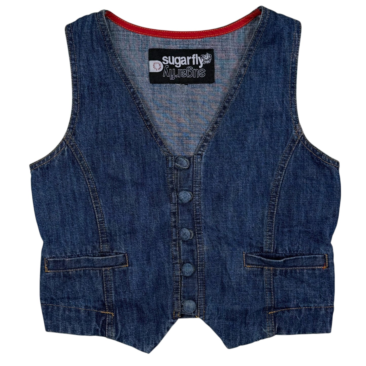 VINTAGE SUGARFLY DENIM VEST - XXS