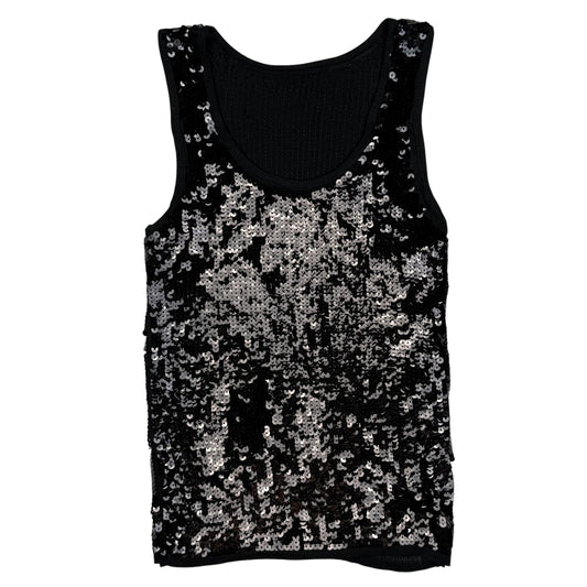 VINTAGE BLACK SEQUINED TANK TOP - XXS