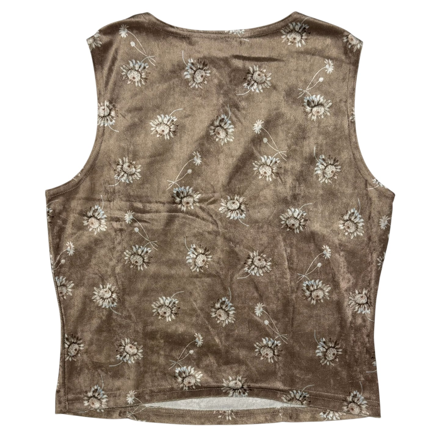 VINTAGE CHARLOTTE RUSSE BEIGE FLORAL VELVET TANK TOP - M
