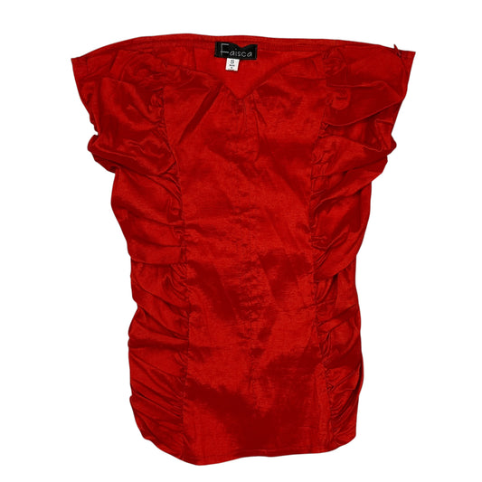 VINTAGE RED FAISCA RUCHED STRAPLESS TOP - S