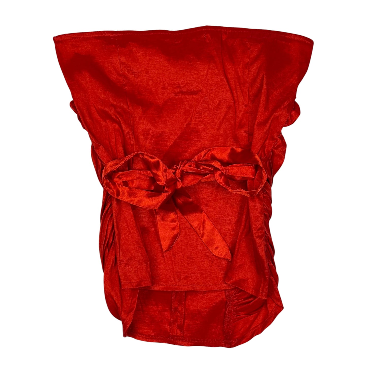 VINTAGE RED FAISCA RUCHED STRAPLESS TOP - S