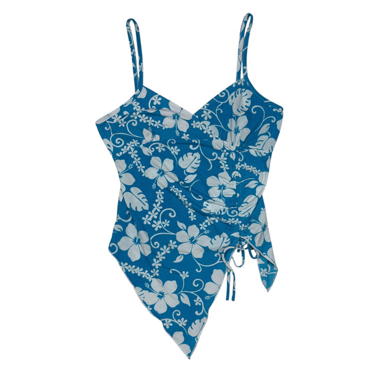 VINTAGE Y2K TROPICAL BLUE TANK TOP - S/M