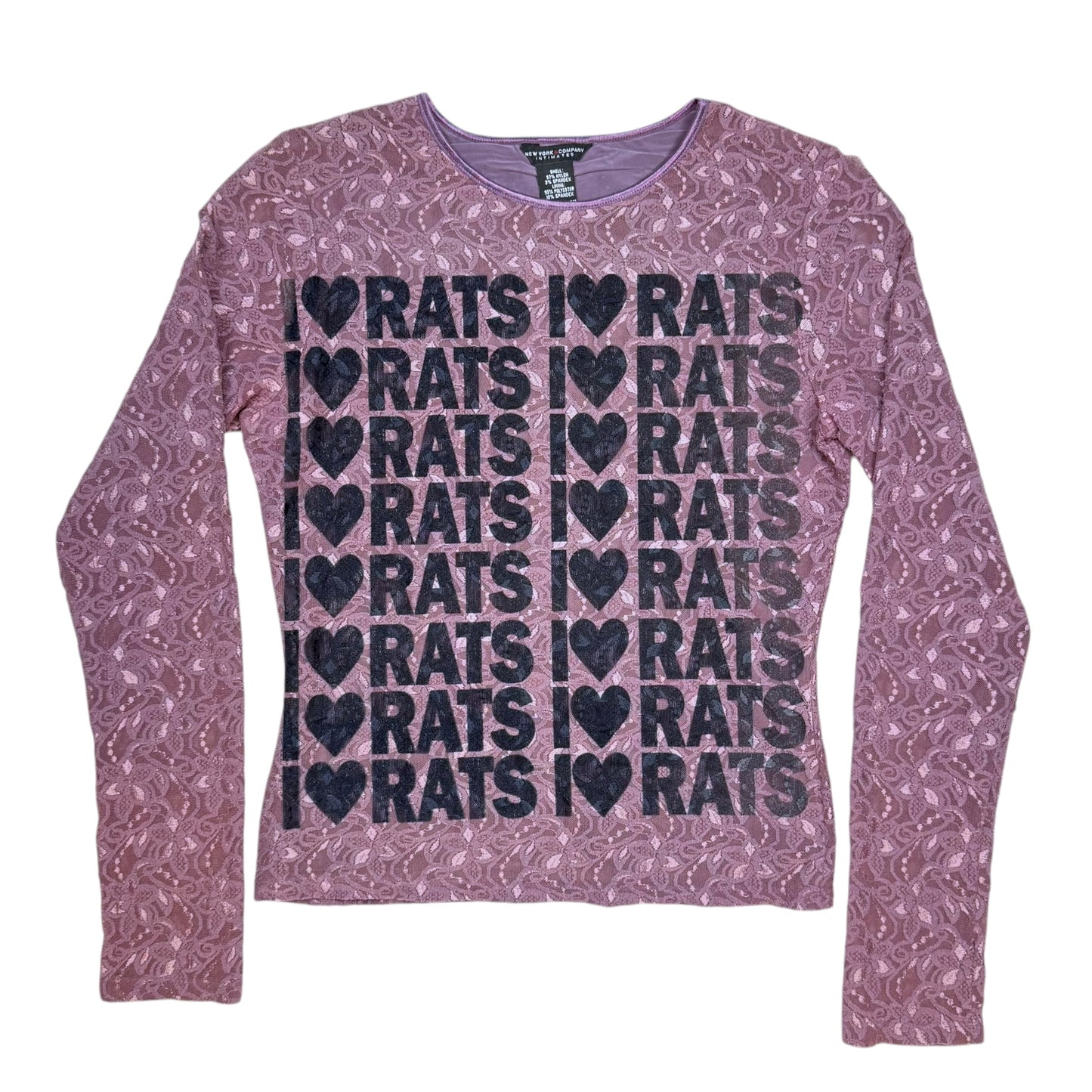 I HEART RATS PURPLE LACE LONG SLEEVE TOP - M