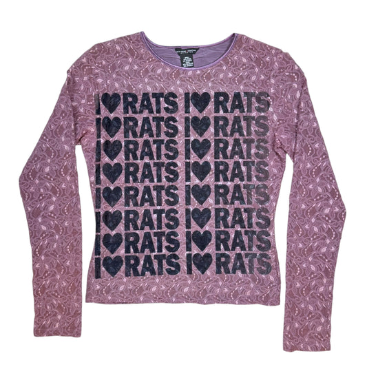 I HEART RATS PURPLE LACE LONG SLEEVE TOP - M