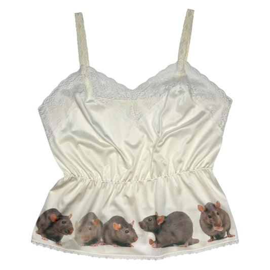 RAT LINEUP WHITE LACE PEPLUM CAMI TOP - XL