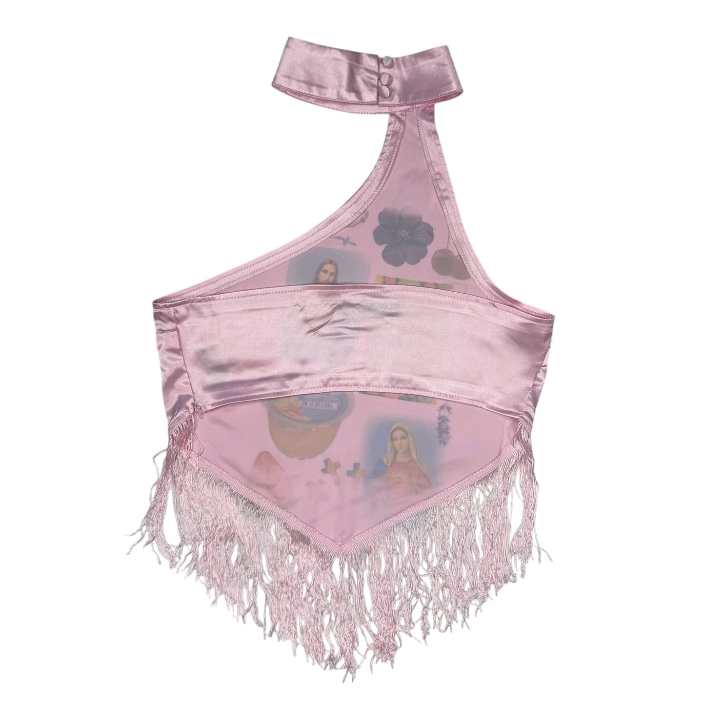 JESUS FRUIT SALAD PINK HALTER TOP - XS