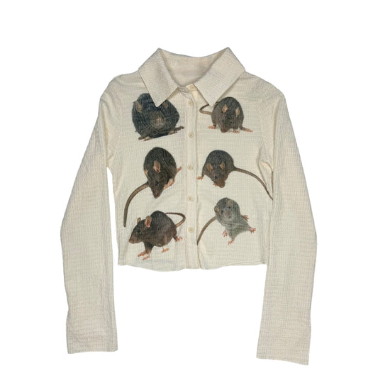 RATZ CREAM BUTTON UP BLOUSE - S