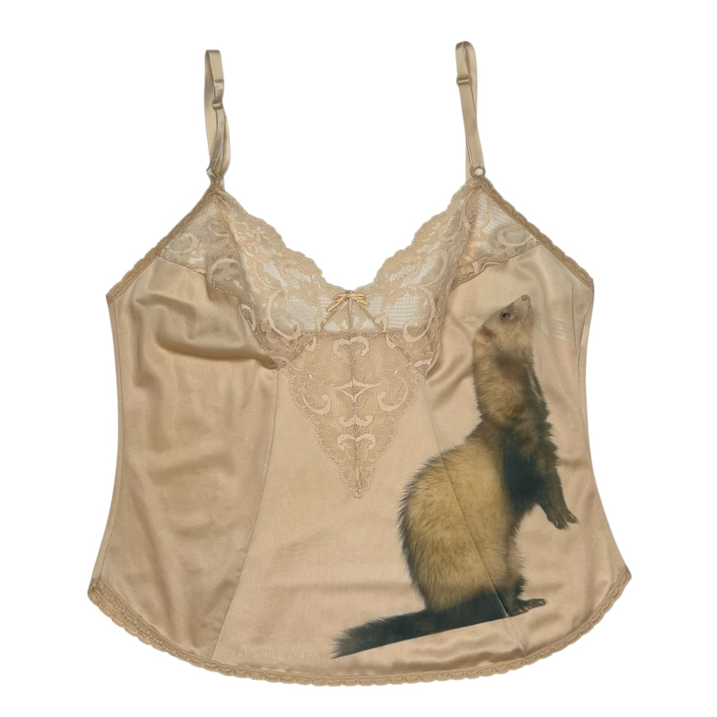 FERRETITA BEIGE LACE CAMI TOP - M