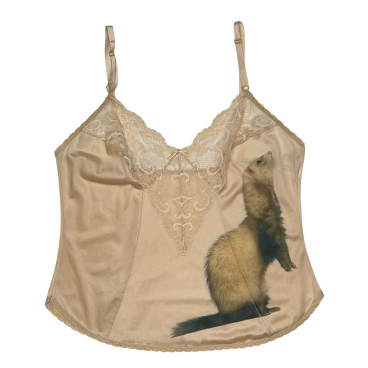 FERRETITA BEIGE LACE CAMI TOP - M