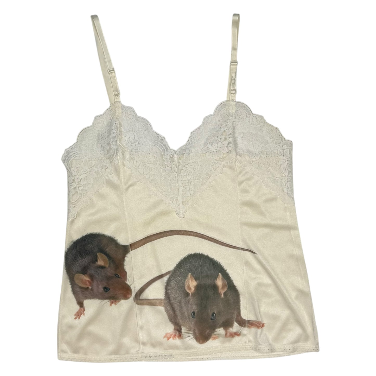 RAT FRIENDS CREAM LACE TANK TOP - XS/S