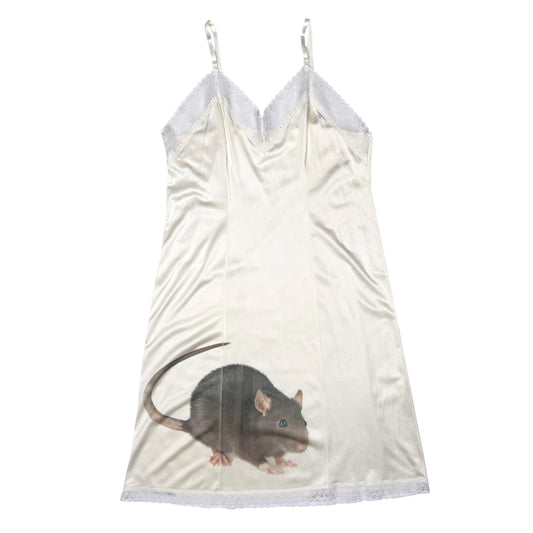 BIG RAT WHITE LACE SLIP DRESS - L