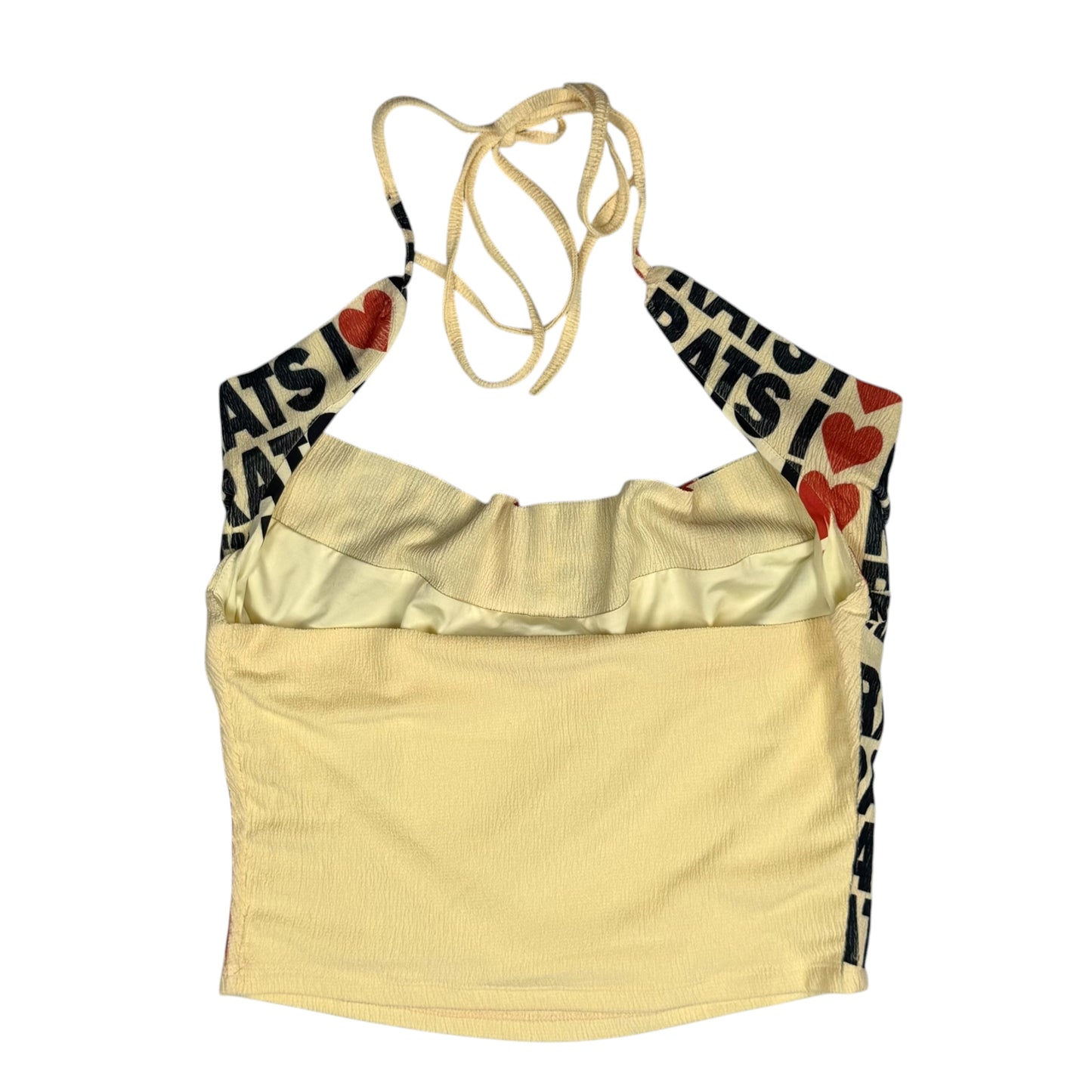 I HEART RATS PALE YELLOW HALTER TOP - L/XL