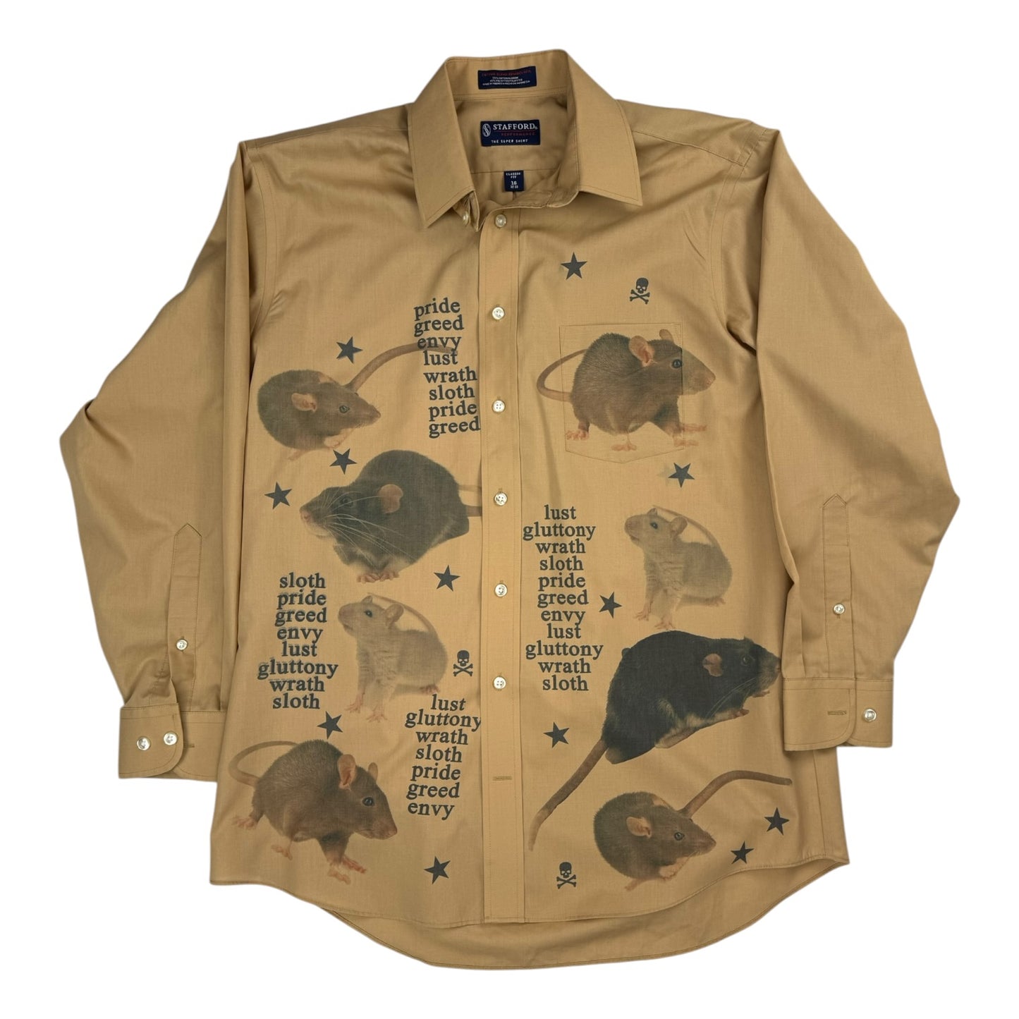 7 DEADLY RATS TAN SHIRT - MENS M/L