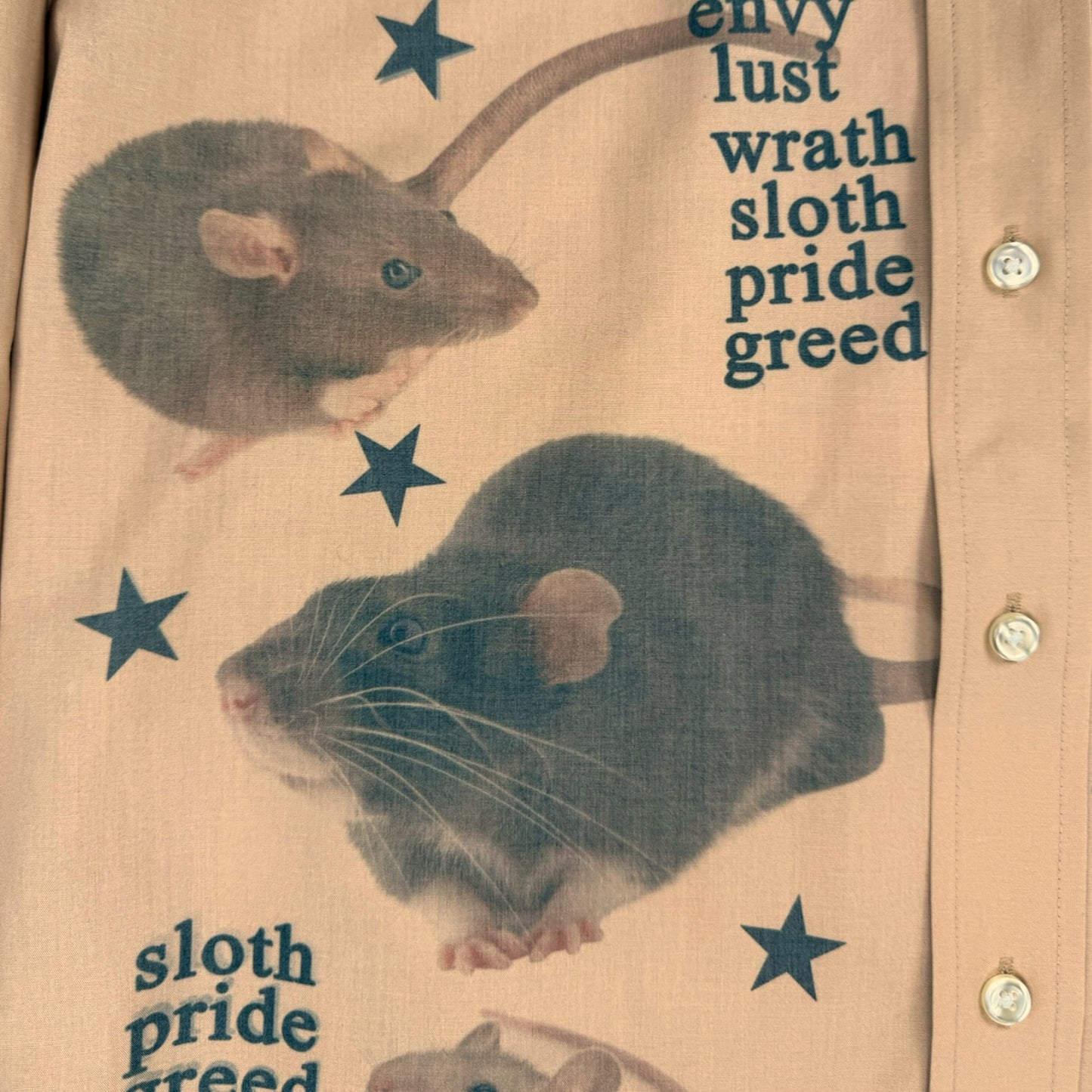 7 DEADLY RATS TAN SHIRT - MENS M/L