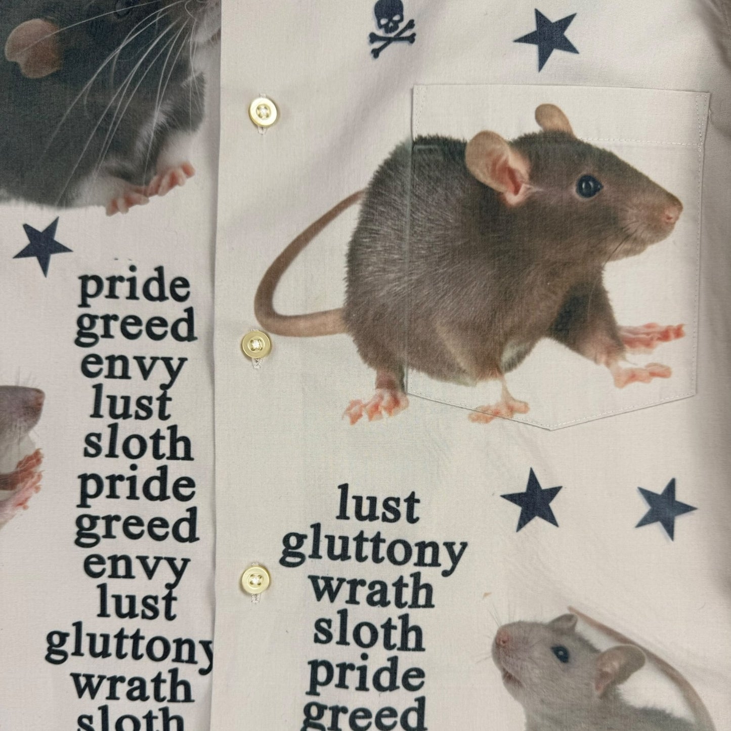 7 DEADLY RATS KHAKI SHIRT - MENS S