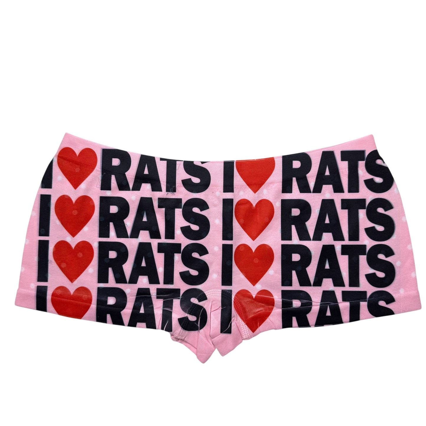 I <3 RATS PINK POLKA DOT BOYSHORT UNDIES - M