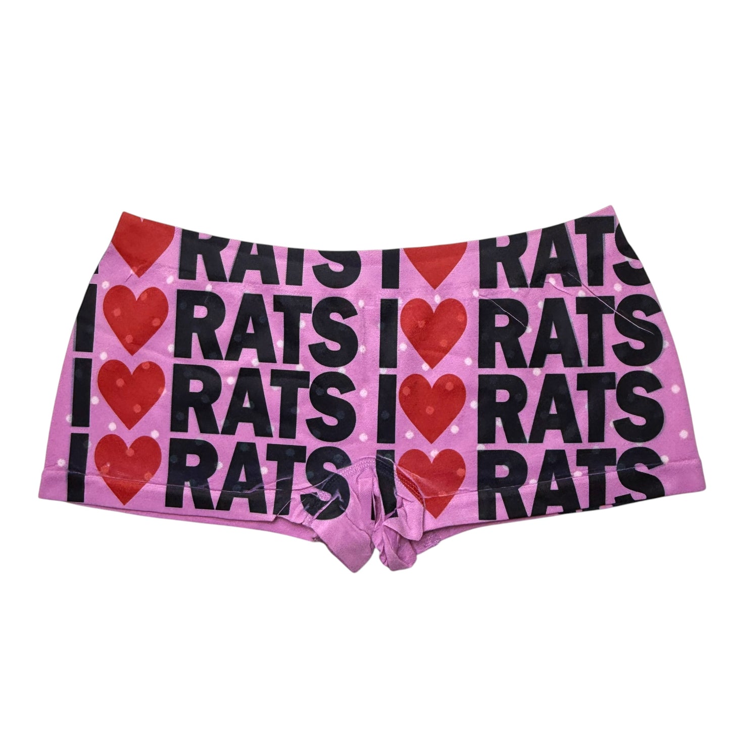 I <3 RATS DARK PINK POLKA DOT BOYSHORT UNDIES - M