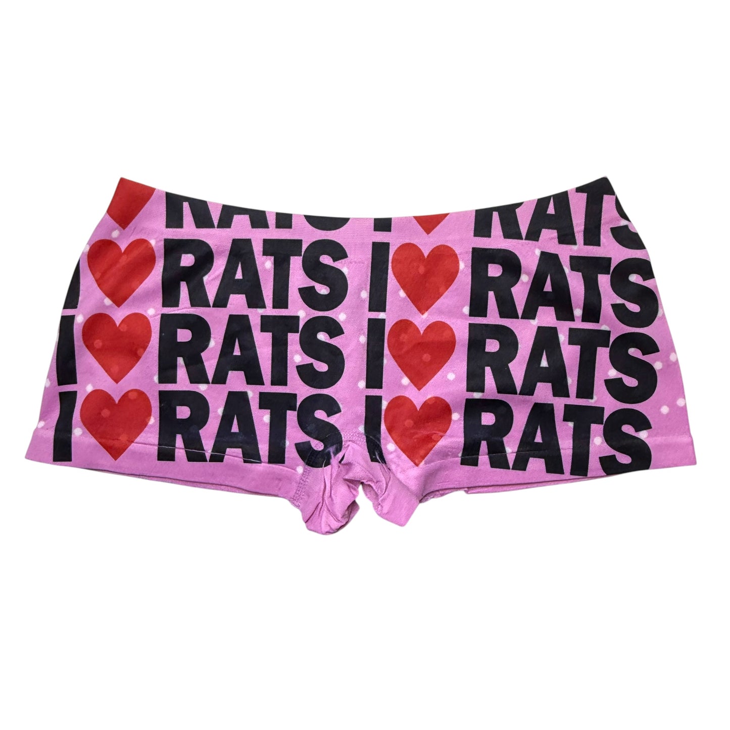 I <3 RATS DARK PINK POLKA DOT BOYSHORT UNDIES - M