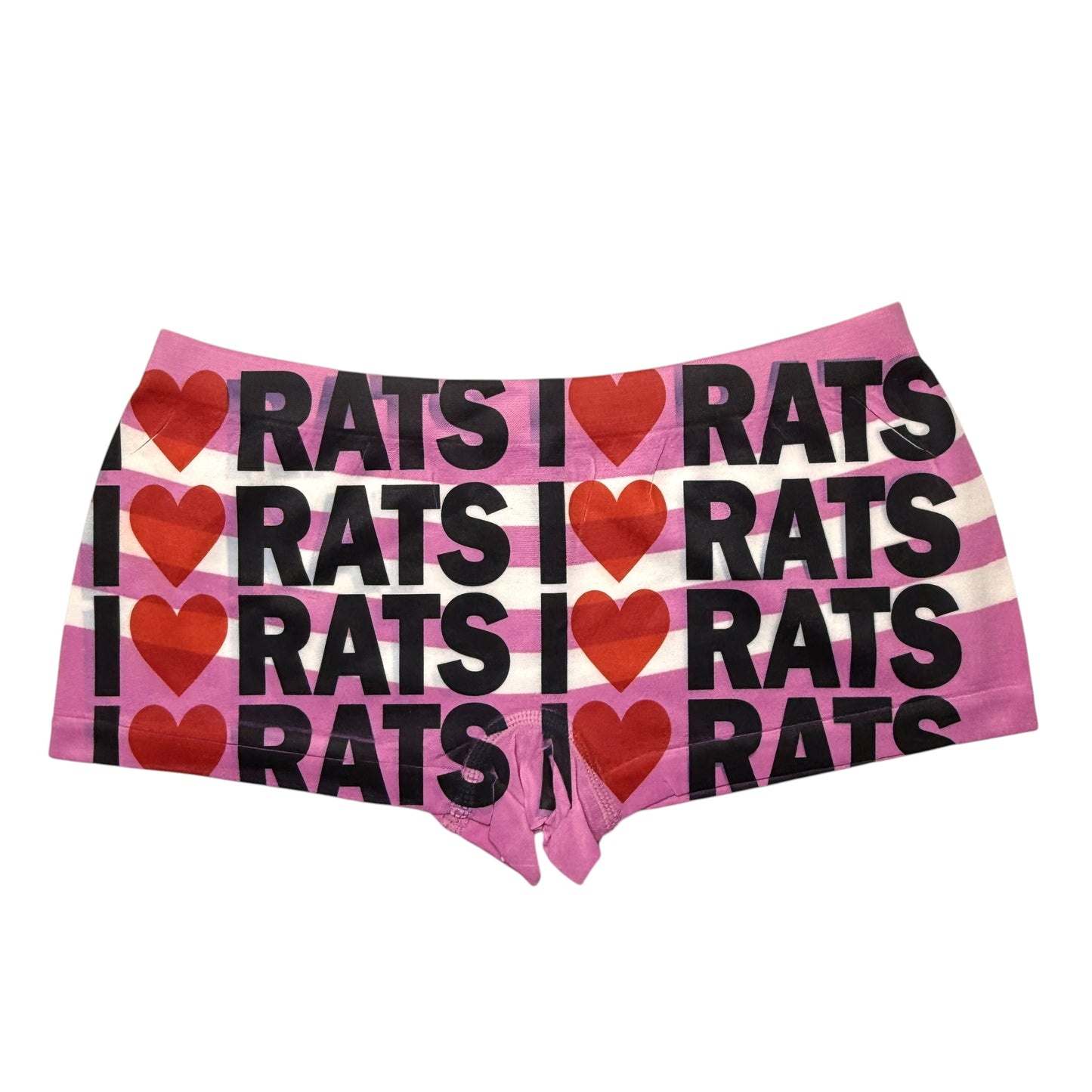 I <3 RATS DARK PINK STRIPED BOYSHORT UNDIES - M