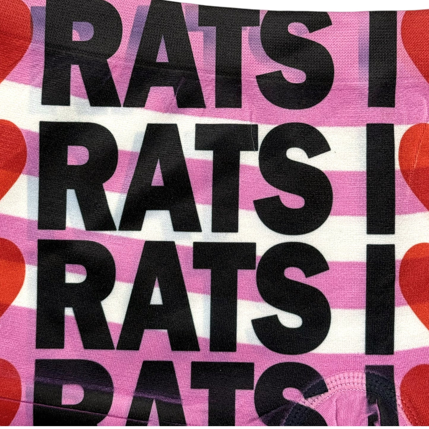I <3 RATS DARK PINK STRIPED BOYSHORT UNDIES - M